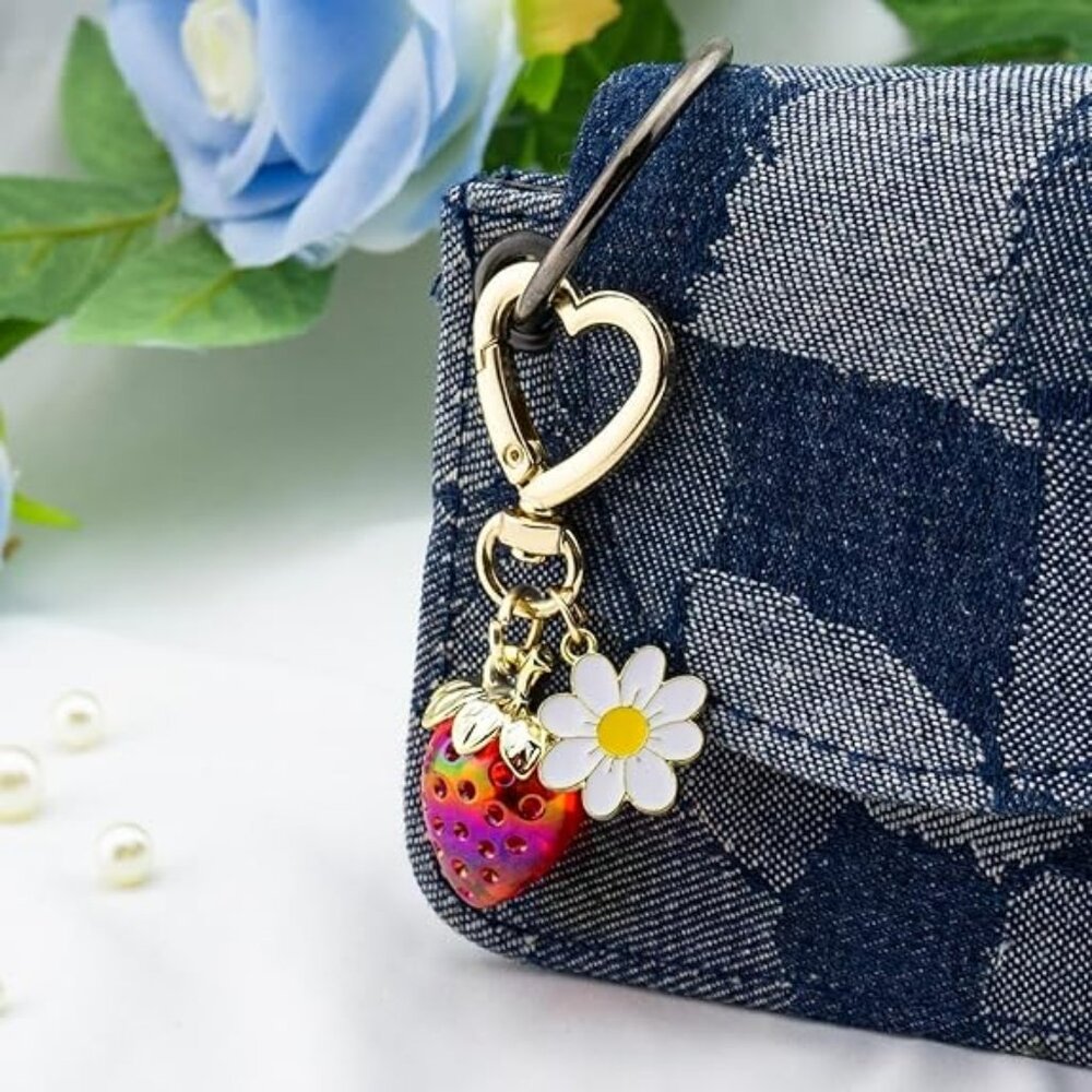Cute Cherry Strawberry bag charms keychain purse accessories